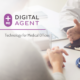 Digital Agent MD+ logo, Technology for Medical Offices, with a doctor and patient speaking in the background